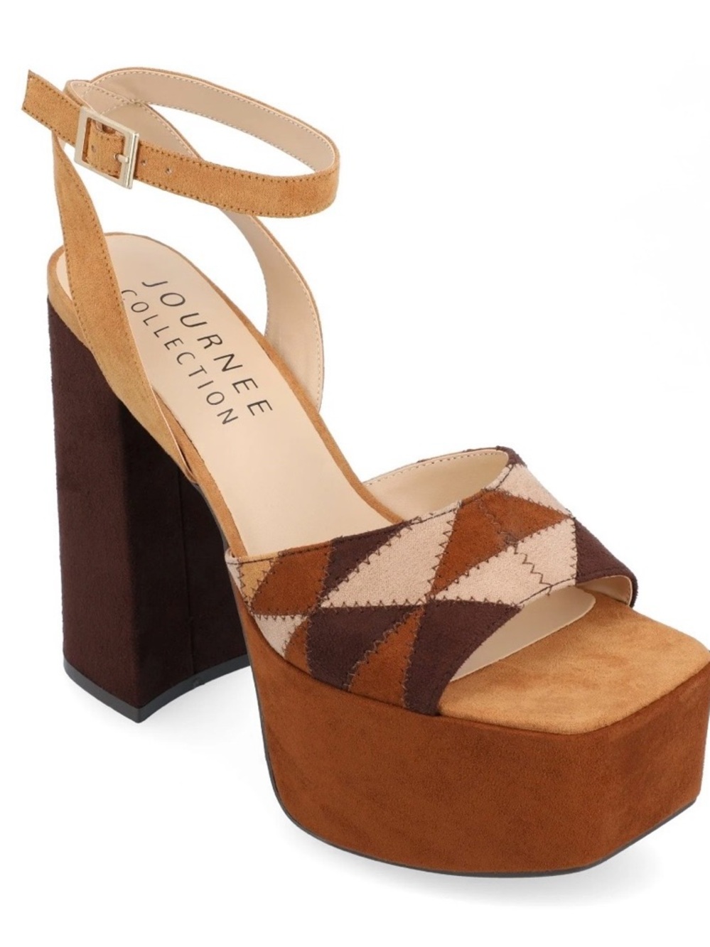 Journee Collection Asherby Geometric Tan and Brown Suede Platforms